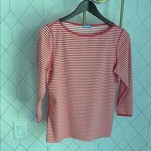 J. McLaughlin Striped Long Sleeve Top in Red and White
